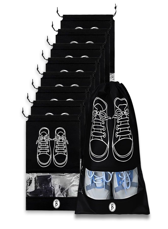 BTfash Shoe Bag for Travel & Storage|Water-Resistant Shoe Organizer for Men & Women|Foldable Shoe Cover for Luggage & Closet |Travel Accessories for Footwear Protection (Black, Pack of - 9) - Image 1